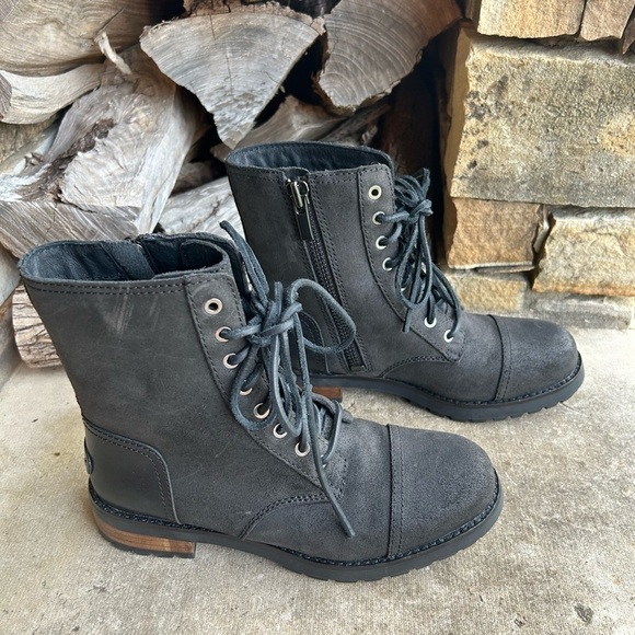 UGG Kilmer II black suede leather lace up boot w/ shearling lining Sz-7. F - Picture 6 of 14